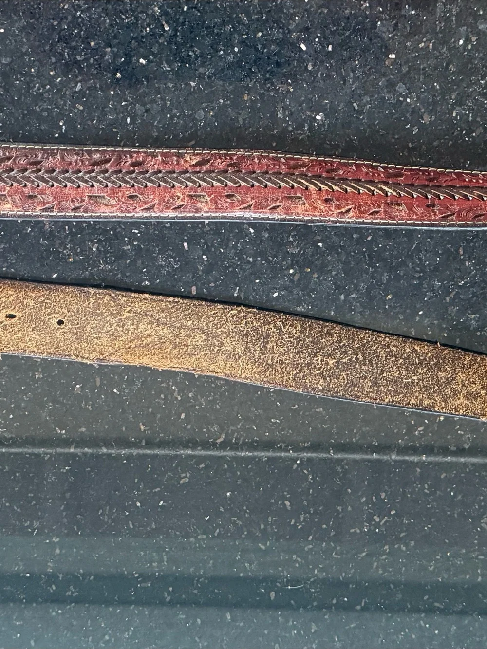 Vintage Resistol hand-tooled Western leather belt size 44